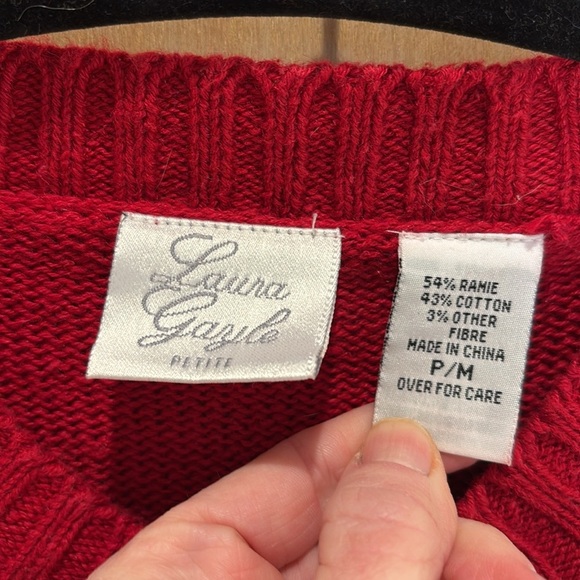 Vintage Christmas Sweater Embroidered Embellished Holiday Size Petite Medium - Picture 4 of 5